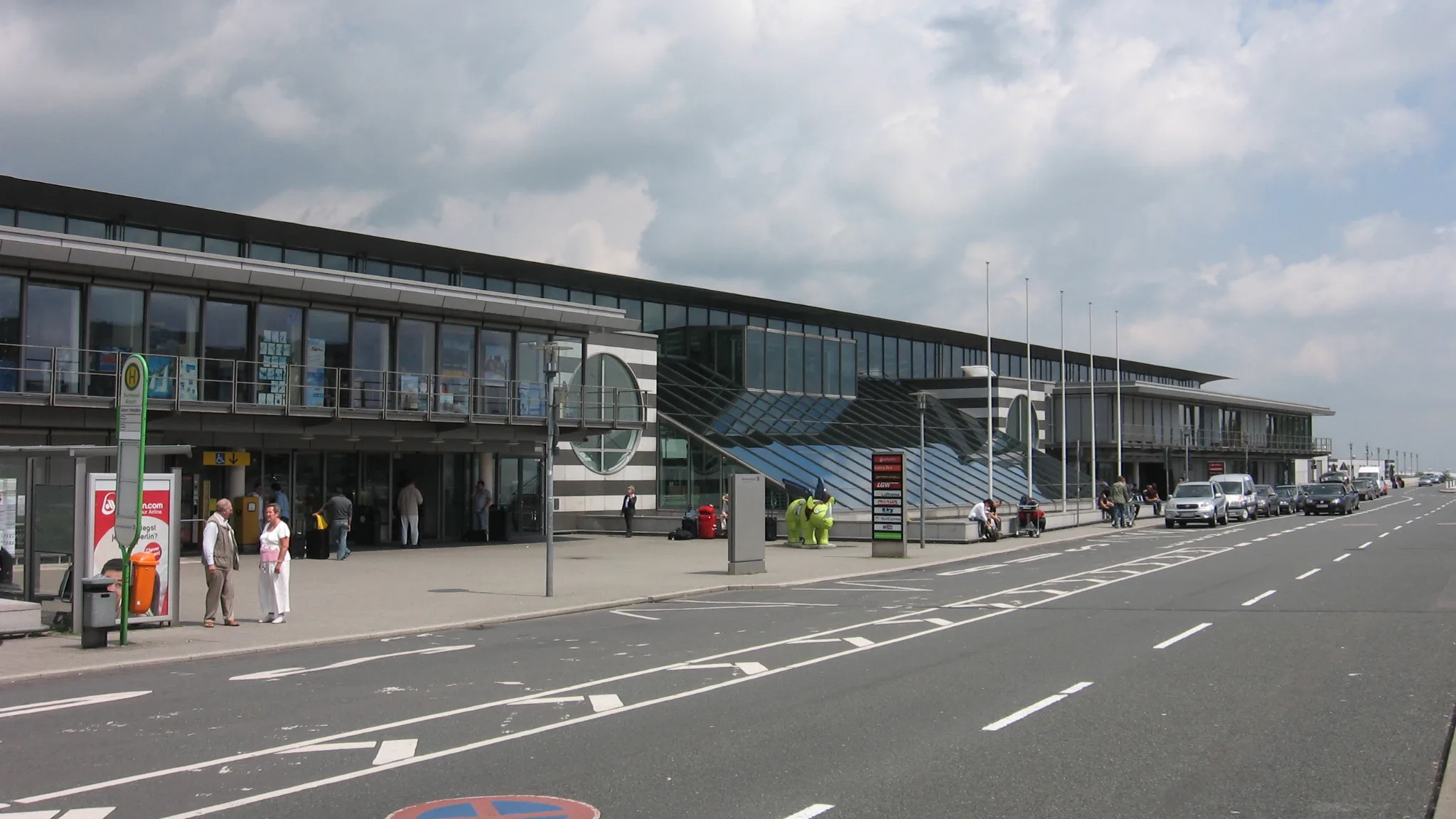 The Dortmund Airport terminal frontage seen from the drop-off road