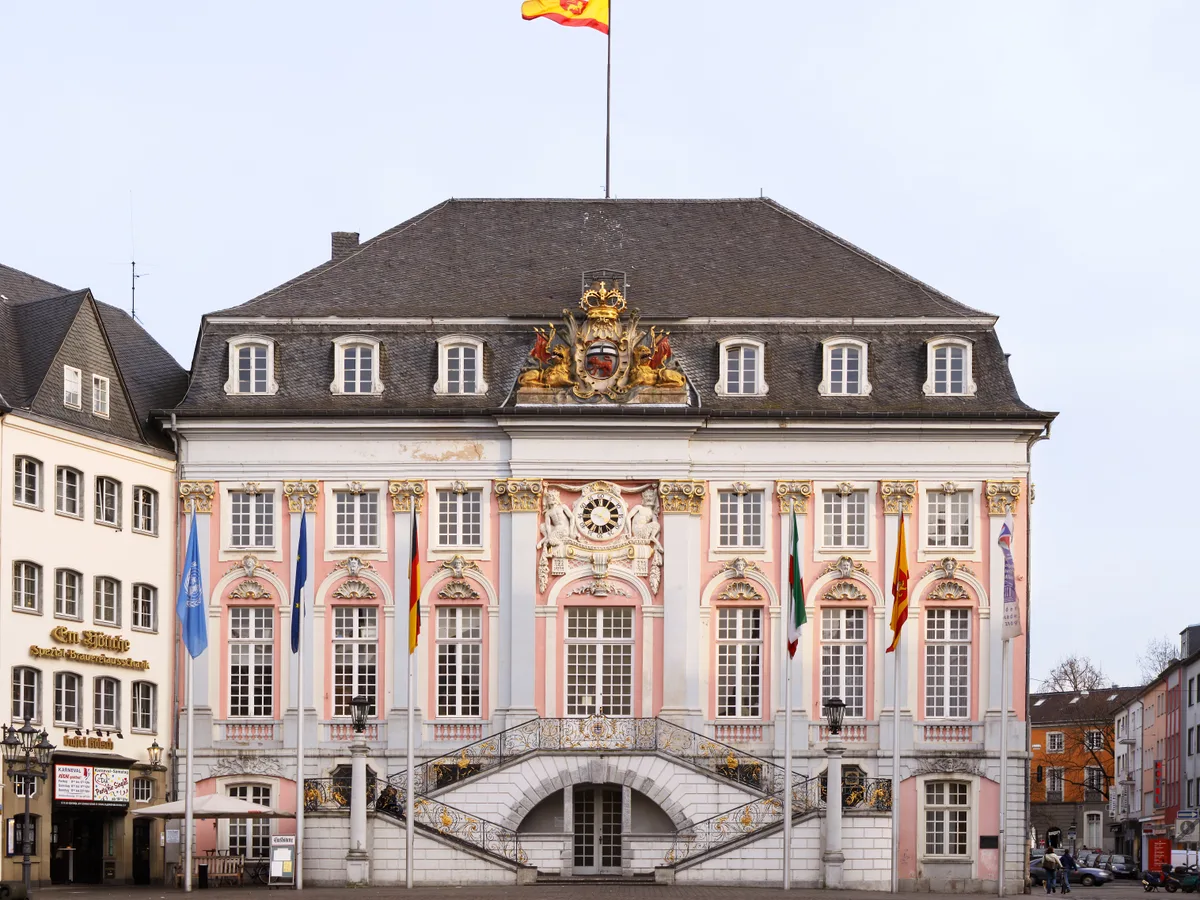 The rococo façade of the Altes Rathaus on the Markt in Bonn